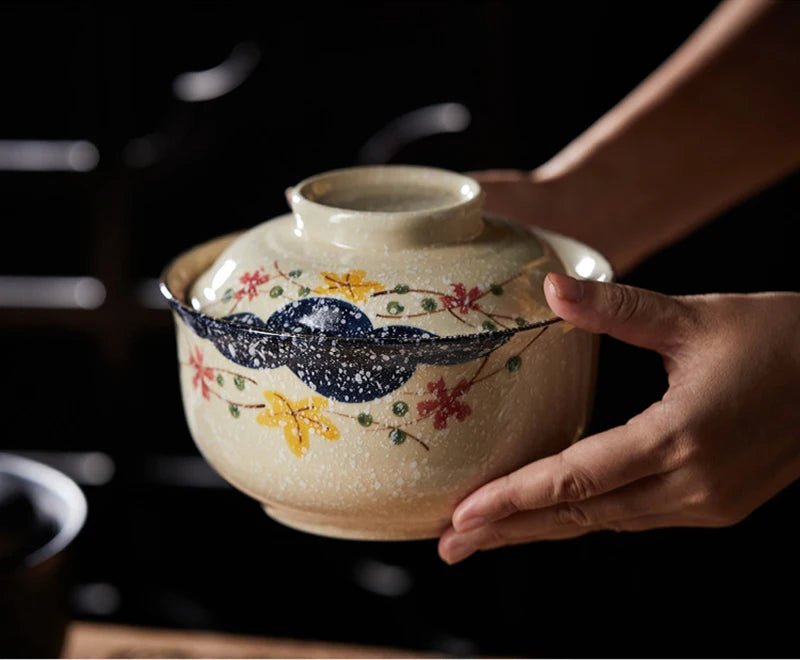 Bol de ramen de style japonais avec couvercle - Tresors asiatiques