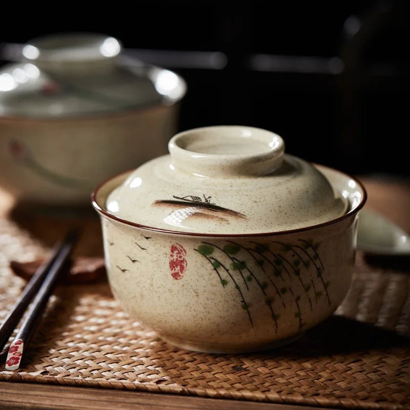 Bol de ramen de style japonais avec couvercle - Tresors asiatiques