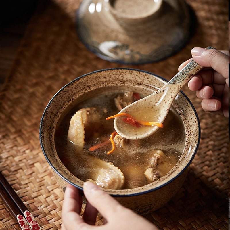 Bol de ramen de style japonais avec couvercle - Tresors asiatiques