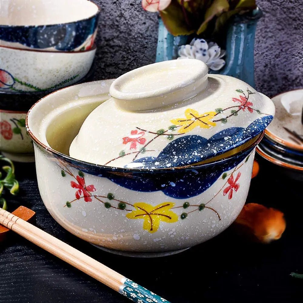 Bol de ramen de style japonais avec couvercle - Tresors asiatiques