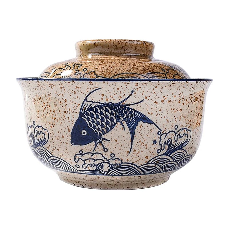 Bol de ramen de style japonais avec couvercle - Tresors asiatiques