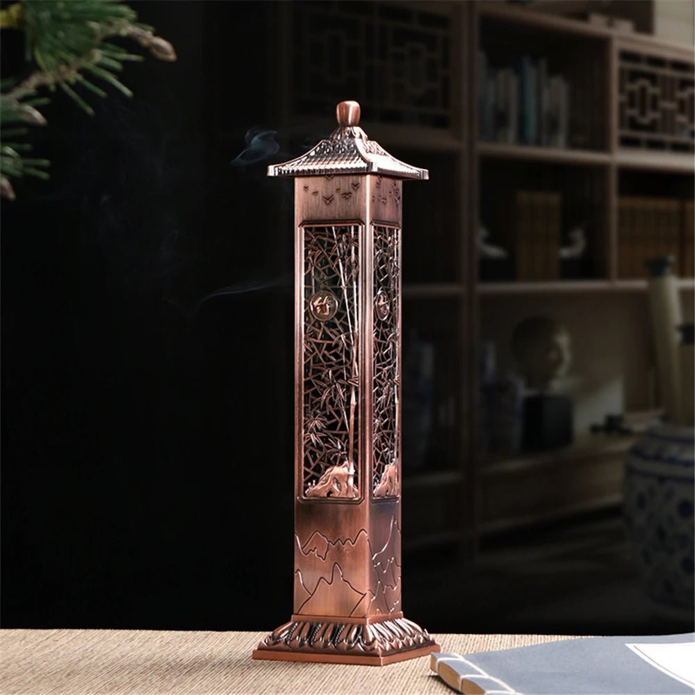 Brûleur d'Encens vertical en Métal - Tresors asiatiques