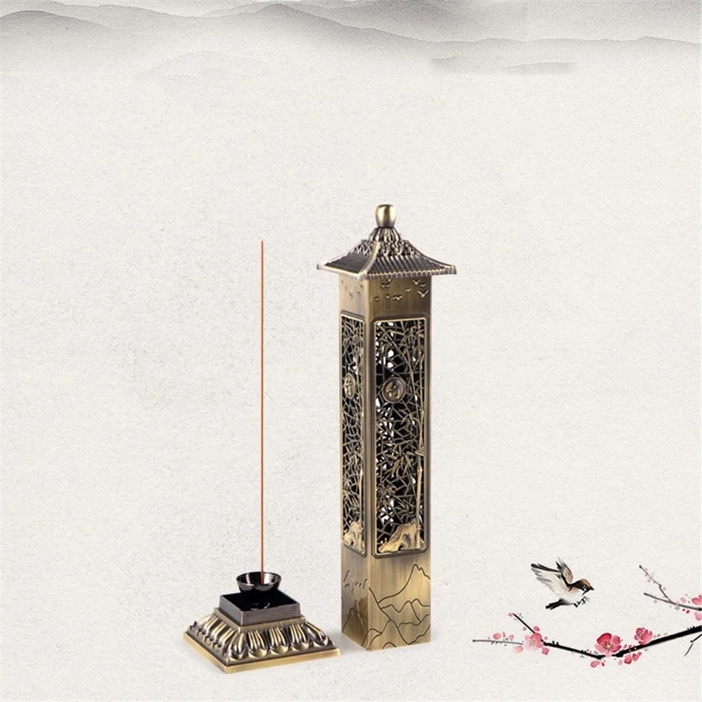 Brûleur d'Encens vertical en Métal - Tresors asiatiques