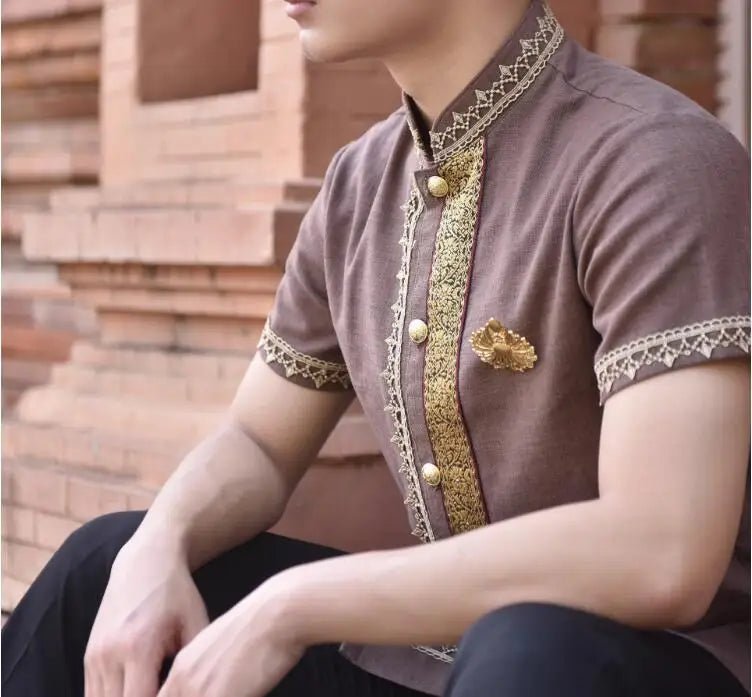 Chemise d'été vintage thaïlandaise pour hommes - Tresors asiatiques