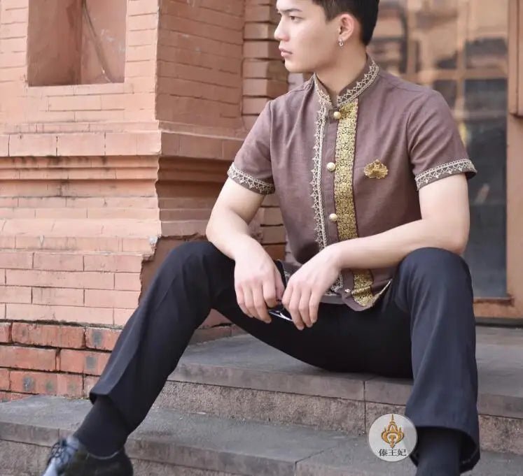 Chemise d'été vintage thaïlandaise pour hommes - Tresors asiatiques