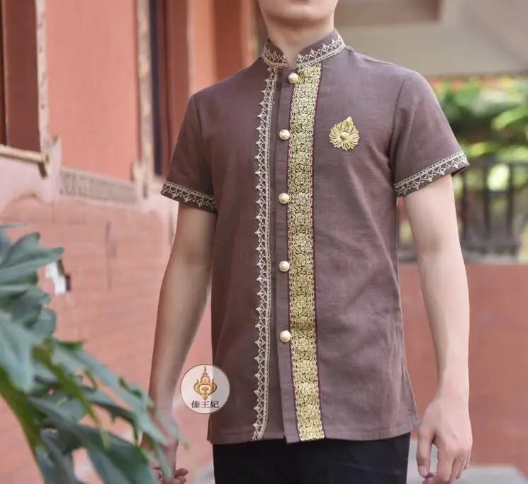 Chemise d'été vintage thaïlandaise pour hommes - Tresors asiatiques