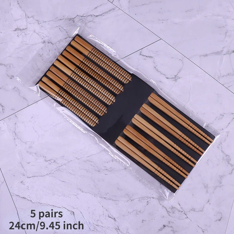 Cinq paires de baguettes en Bois de Style Japonais Vintage - Tresors asiatiques