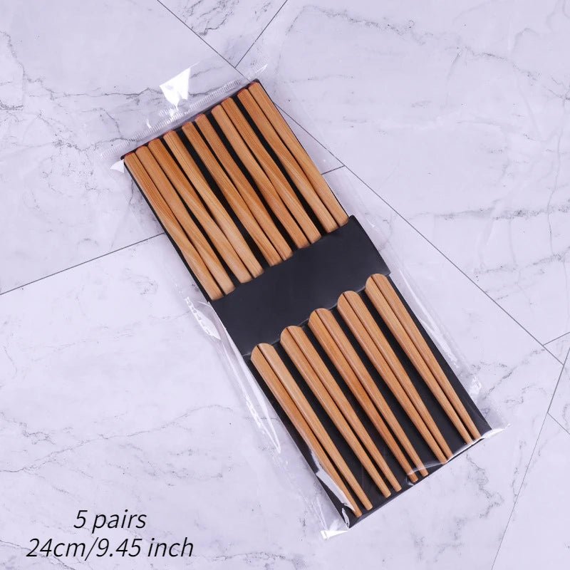 Cinq paires de baguettes en Bois de Style Japonais Vintage - Tresors asiatiques