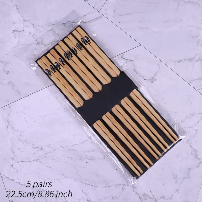 Cinq paires de baguettes en Bois de Style Japonais Vintage - Tresors asiatiques