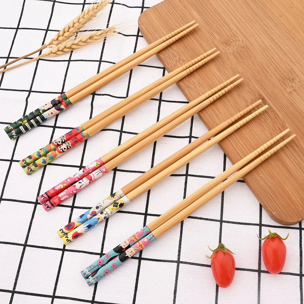 Cinq paires de Baguettes Ménagers en Bambou Sulfen - Tresors asiatiques