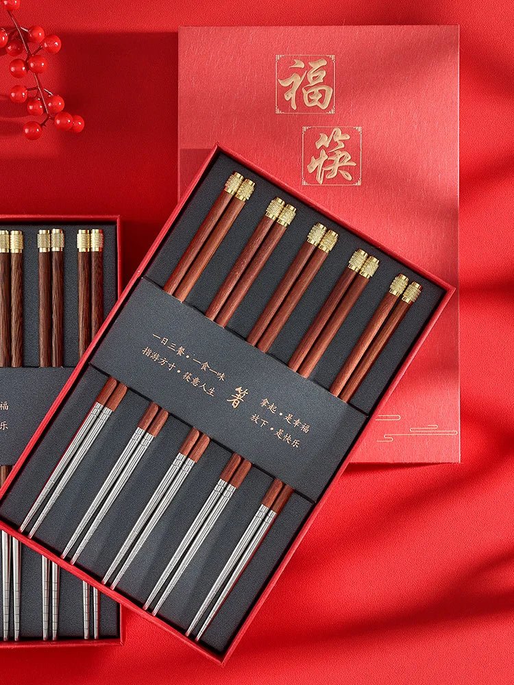 Coffret cadeau de 10 paires de Baguettes - Tresors asiatiques