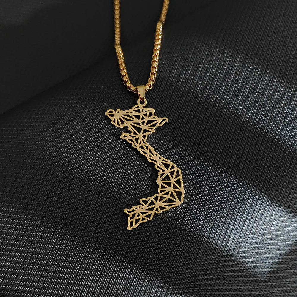 Collier en forme de carte du Vietnam - Tresors asiatiques