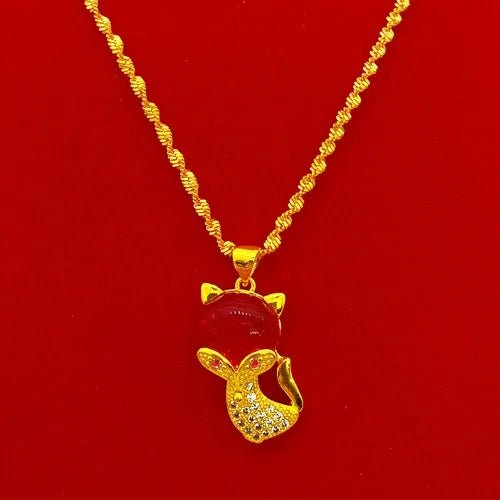 Collier en or plaqué de style vietnamien avec pendentif - Tresors asiatiques