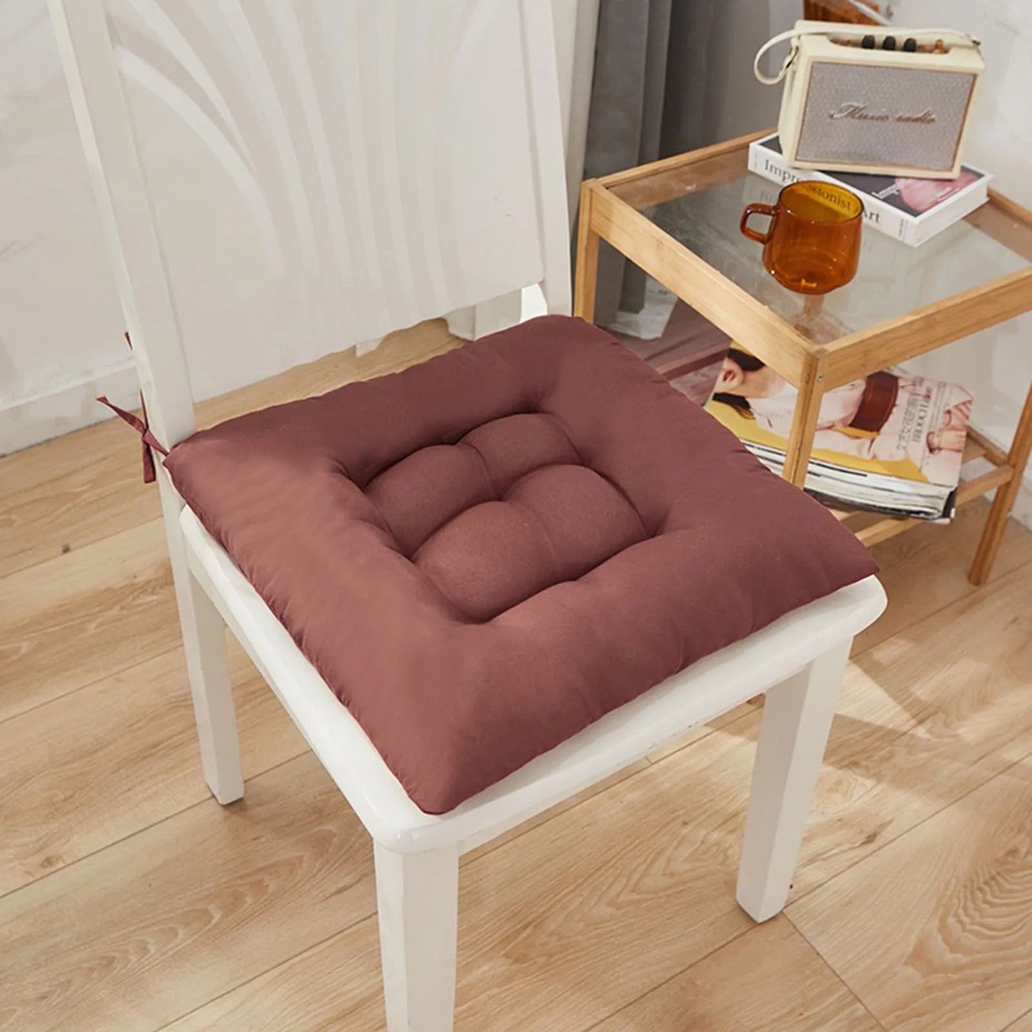 Coussin de Chaise en Polymères Carrés en Coton Doux et Rembourré - Tresors asiatiques