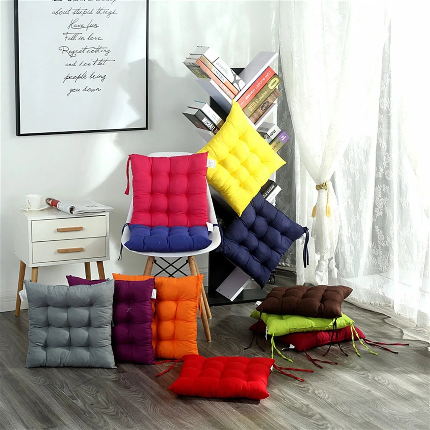 Coussin de Chaise en Polymères Carrés en Coton Doux et Rembourré - Tresors asiatiques