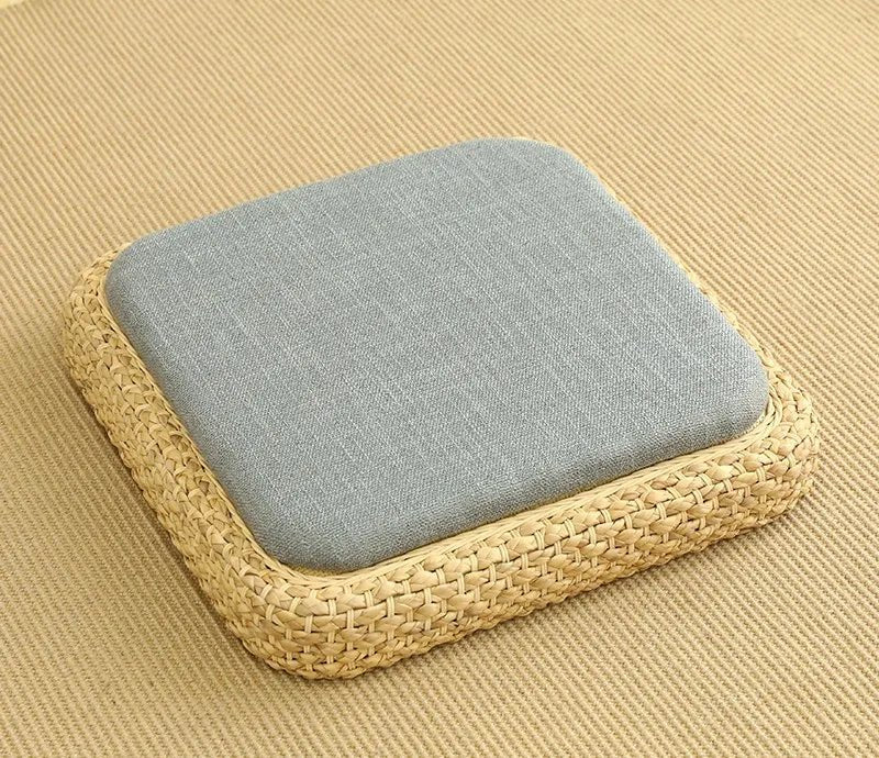 Coussin de méditation tissé à la main, en paille naturelle, Zabuton, Tatami, Pouf de Yoga, pour s'asseoir sur le sol - Tresors asiatiques