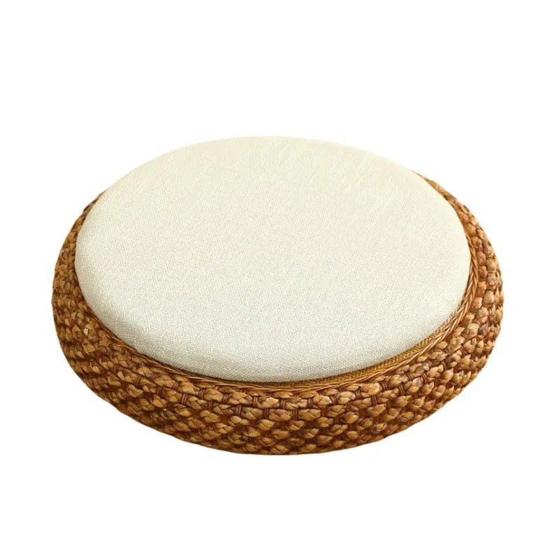Coussin de méditation tissé à la main, en paille naturelle, Zabuton, Tatami, Pouf de Yoga, pour s'asseoir sur le sol - Tresors asiatiques