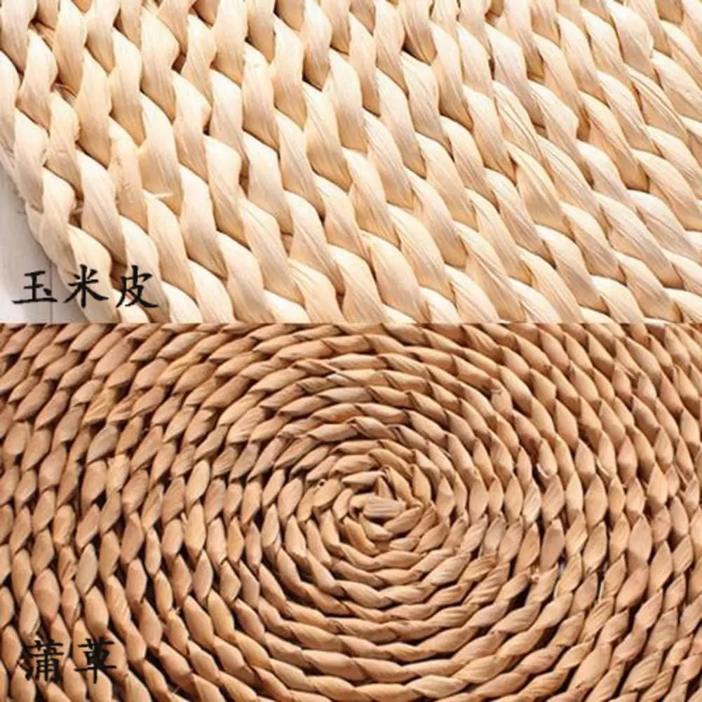Coussin de Méditation Zafu en Soie et Paille - Tresors asiatiques