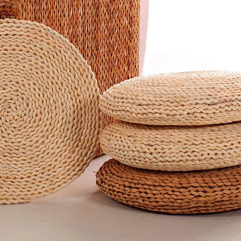 Coussin de Méditation Zafu en Soie et Paille - Tresors asiatiques