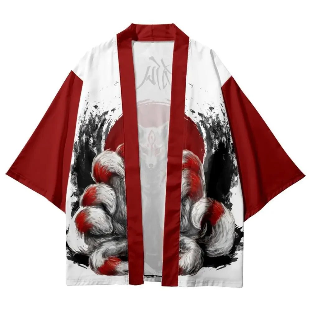 Ensemble kimono imprimé renard à neuf queues - Tresors asiatiques