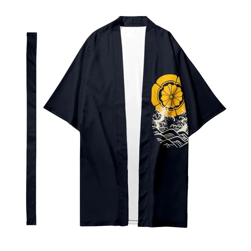 Kimono cardigan japonais long pour hommes et femmes - Tresors asiatiques