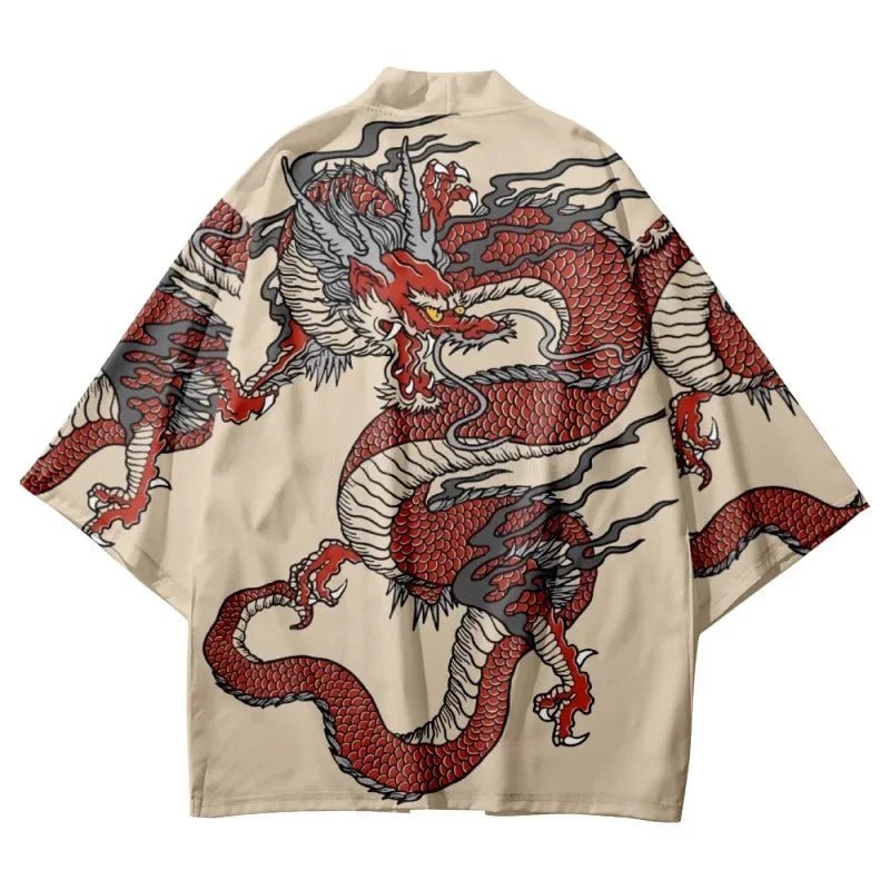 Kimono cardigan japonais traditionnel à motif dragon - Tresors asiatiques