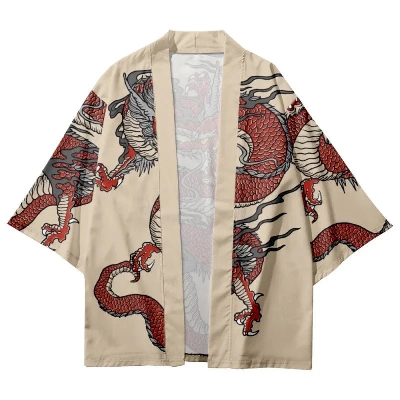 Kimono cardigan japonais traditionnel à motif dragon - Tresors asiatiques