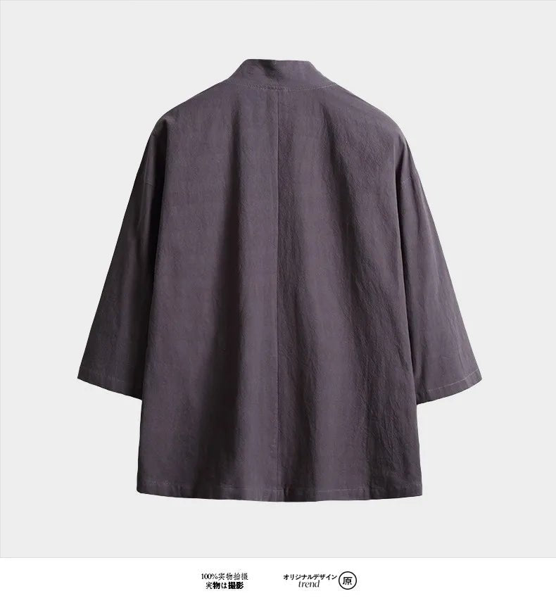 Kimono japonais de couleur unie pour hommes - Tresors asiatiques