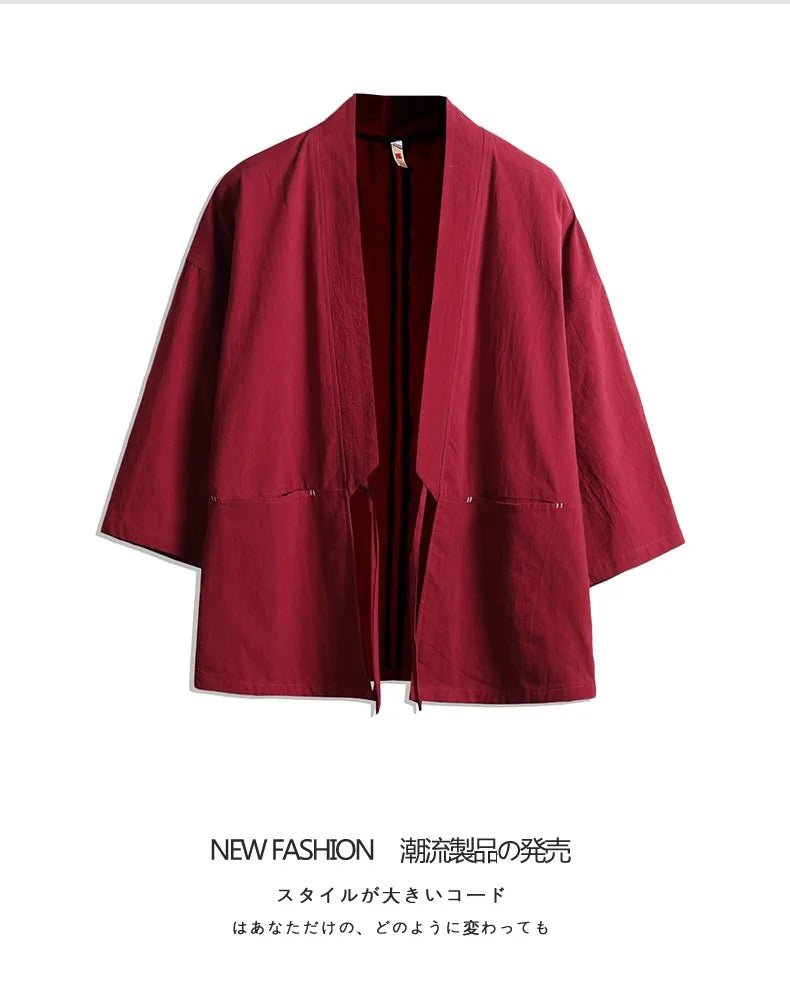 Kimono japonais de couleur unie pour hommes - Tresors asiatiques