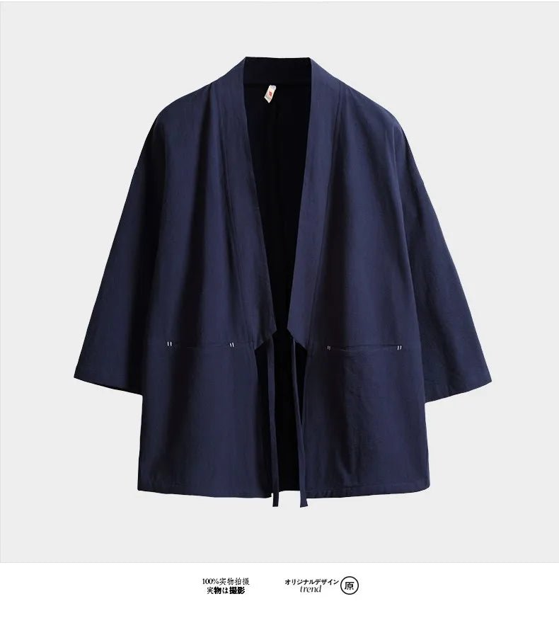 Kimono japonais de couleur unie pour hommes - Tresors asiatiques