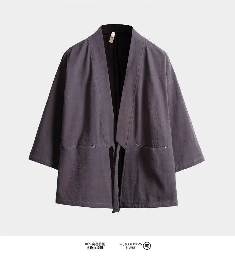 Kimono japonais de couleur unie pour hommes - Tresors asiatiques