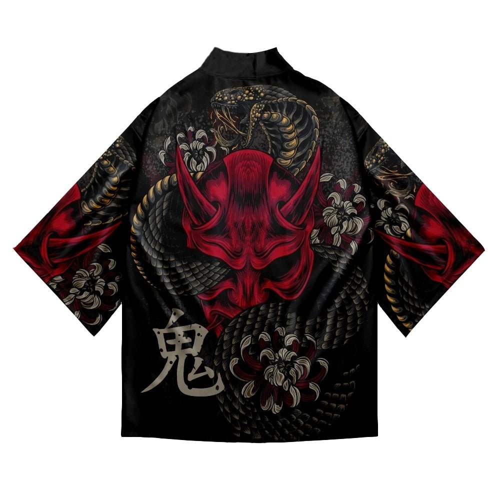 Kimono japonais imprimé démon pour hommes et femmes - Tresors asiatiques
