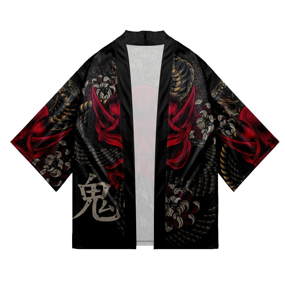 Kimono japonais imprimé démon pour hommes et femmes - Tresors asiatiques