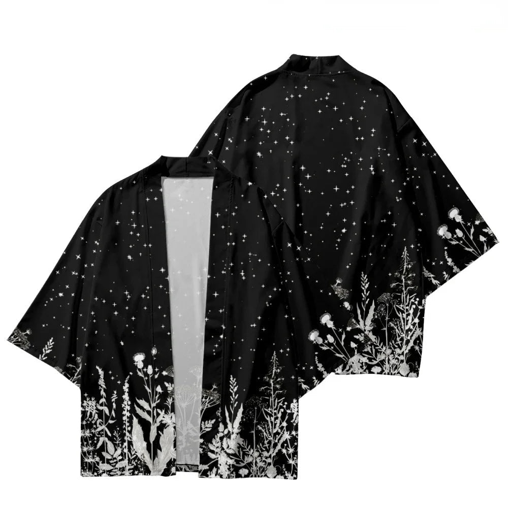 Kimono japonais traditionnel imprimé fleurs de cerisier - Tresors asiatiques
