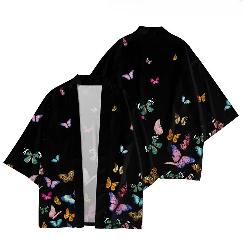 Kimono japonais traditionnel imprimé fleurs de cerisier - Tresors asiatiques
