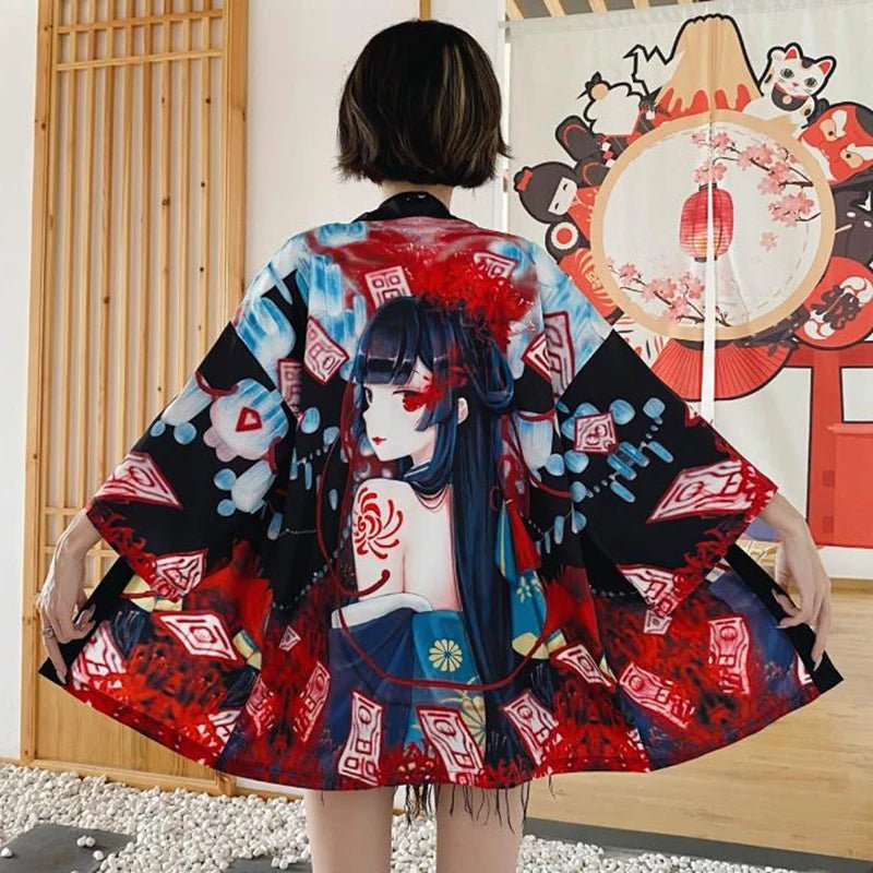Kimono traditionnel féminin avec imprimé d’animés - Tresors asiatiques