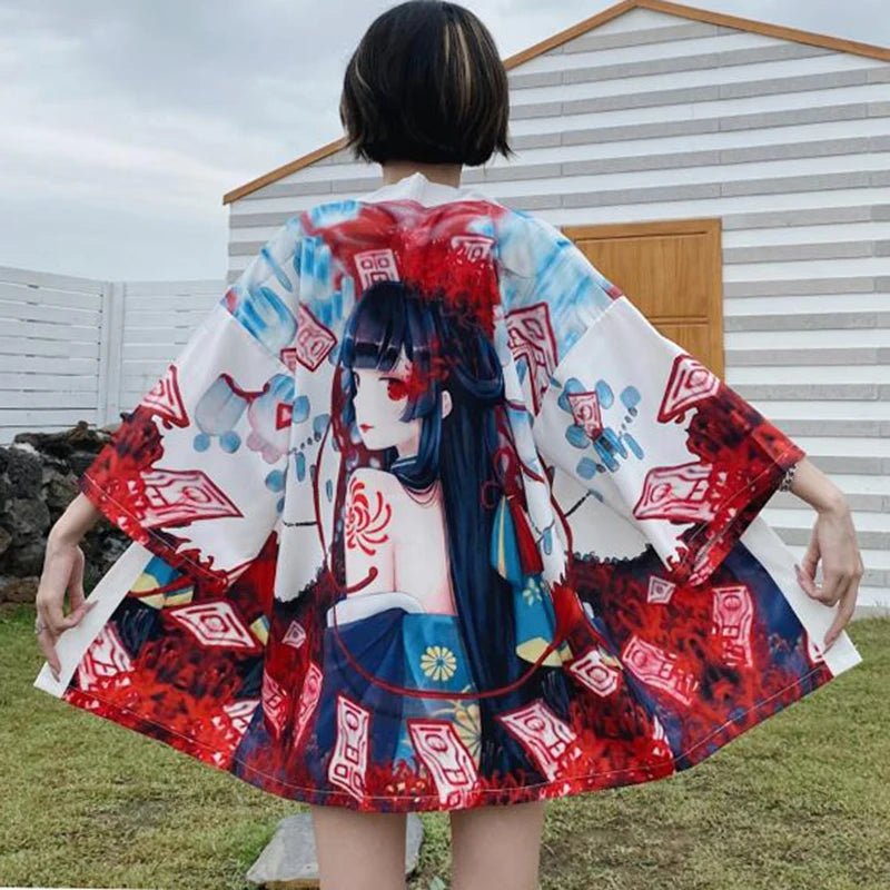 Kimono traditionnel féminin avec imprimé d’animés - Tresors asiatiques