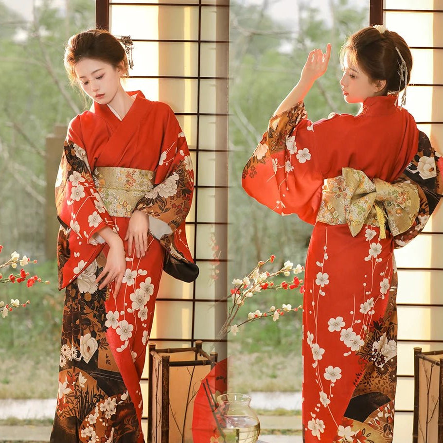 Kimono traditionnel japonais avec Obi pour femmes - Tresors asiatiques