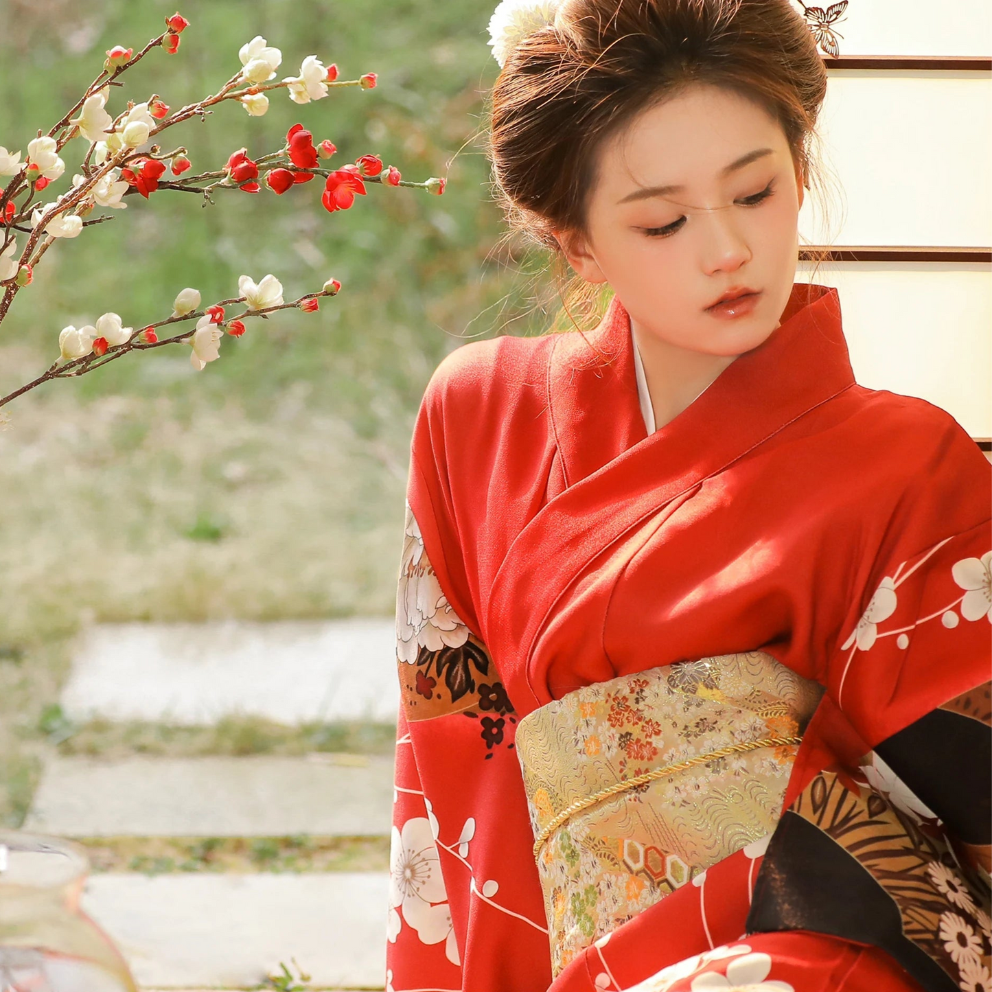 Kimono traditionnel japonais avec Obi pour femmes - Tresors asiatiques