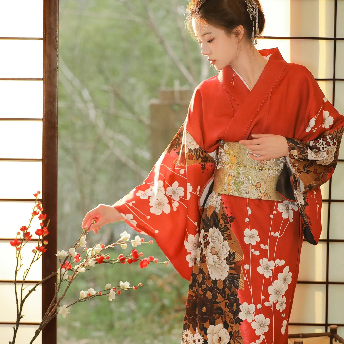 Kimono traditionnel japonais avec Obi pour femmes - Tresors asiatiques