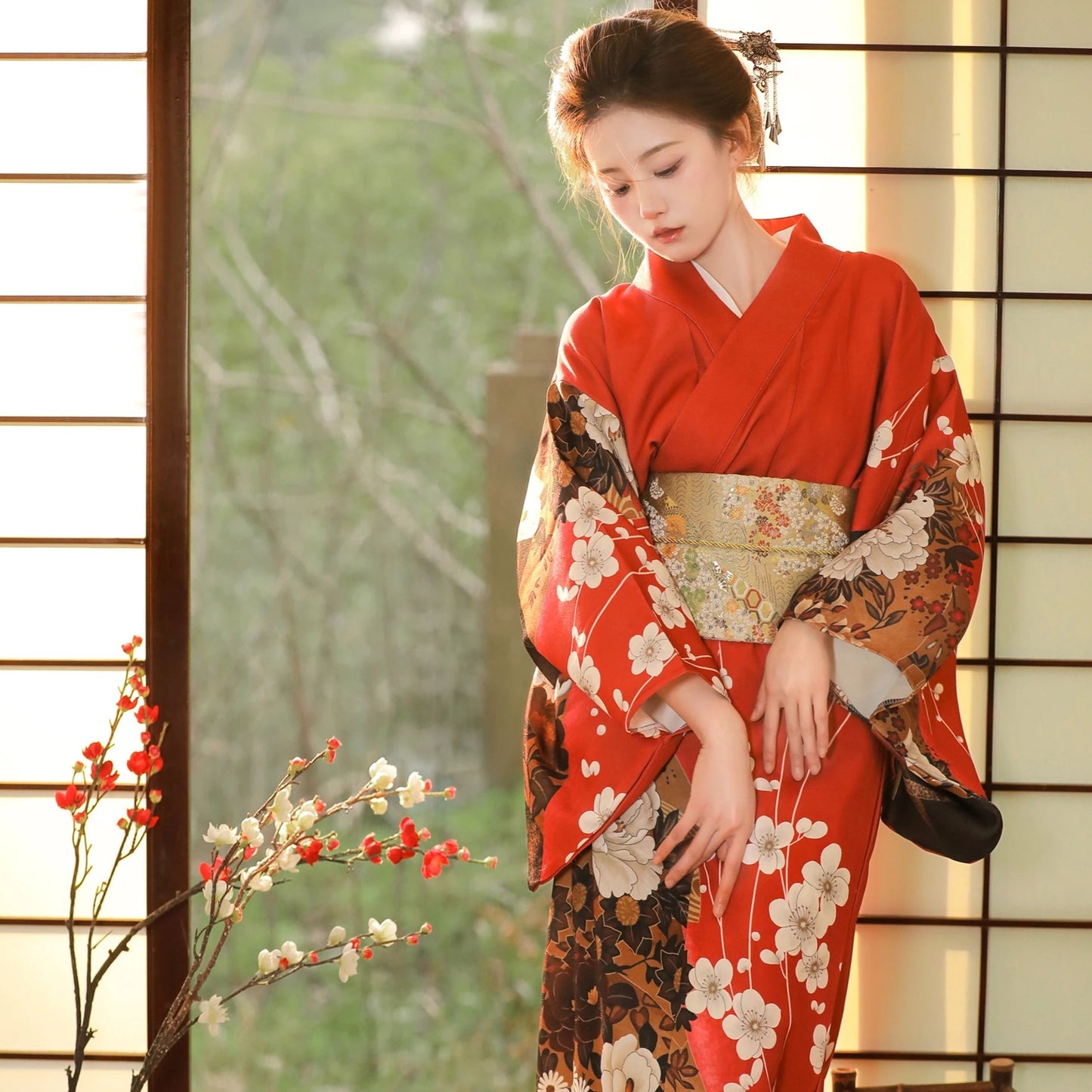 Kimono traditionnel japonais avec Obi pour femmes - Tresors asiatiques