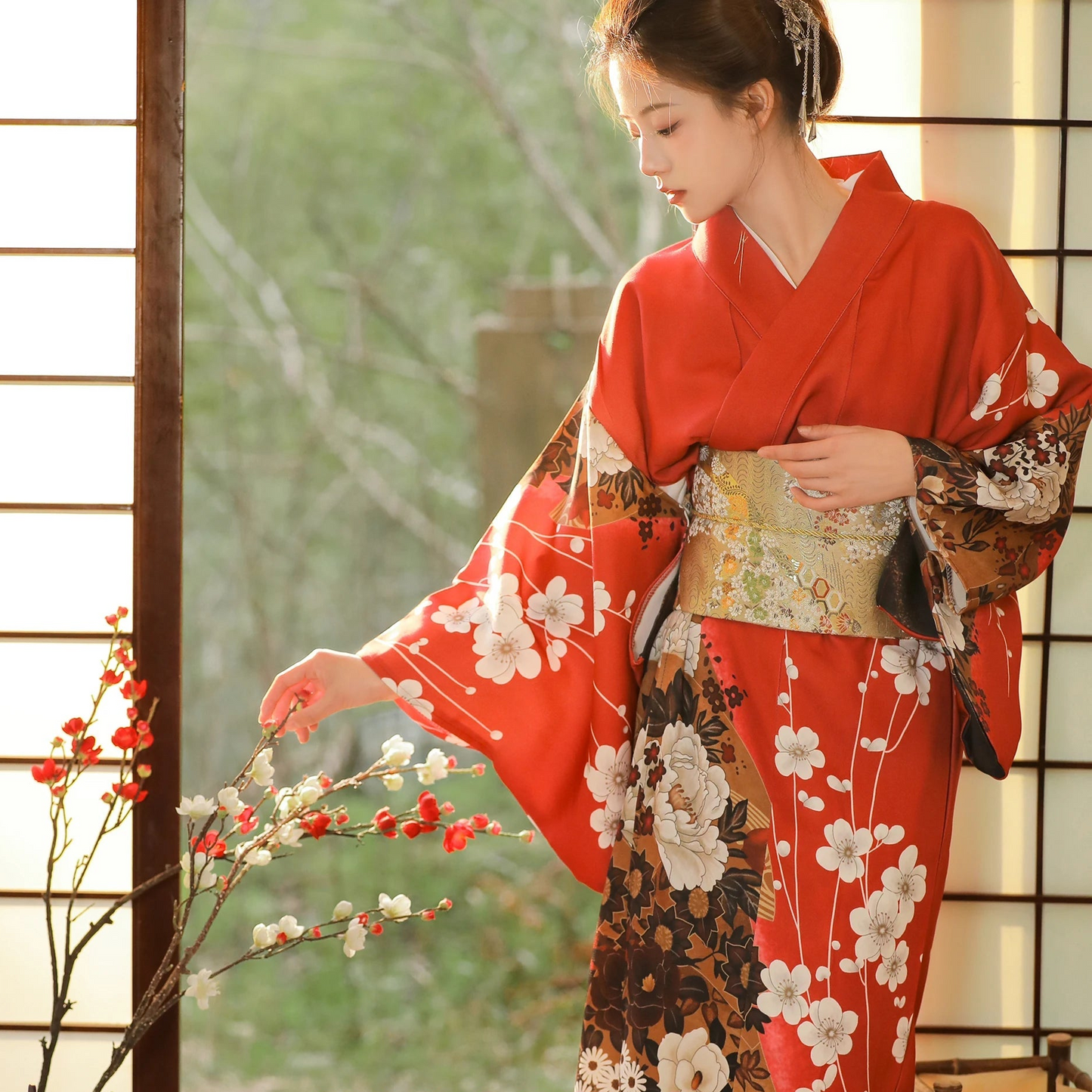 Kimono traditionnel japonais avec Obi pour femmes - Tresors asiatiques