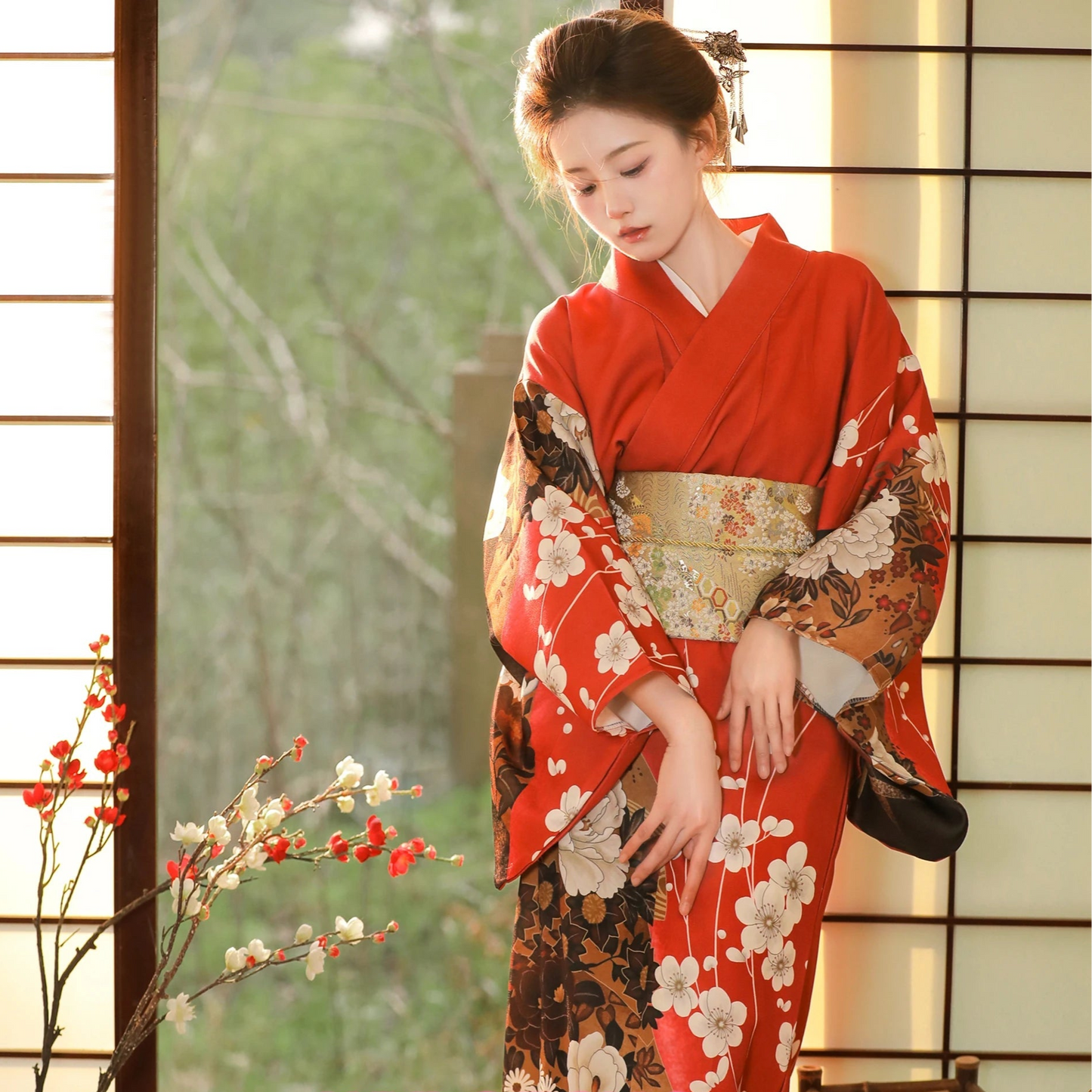 Kimono traditionnel japonais avec Obi pour femmes - Tresors asiatiques