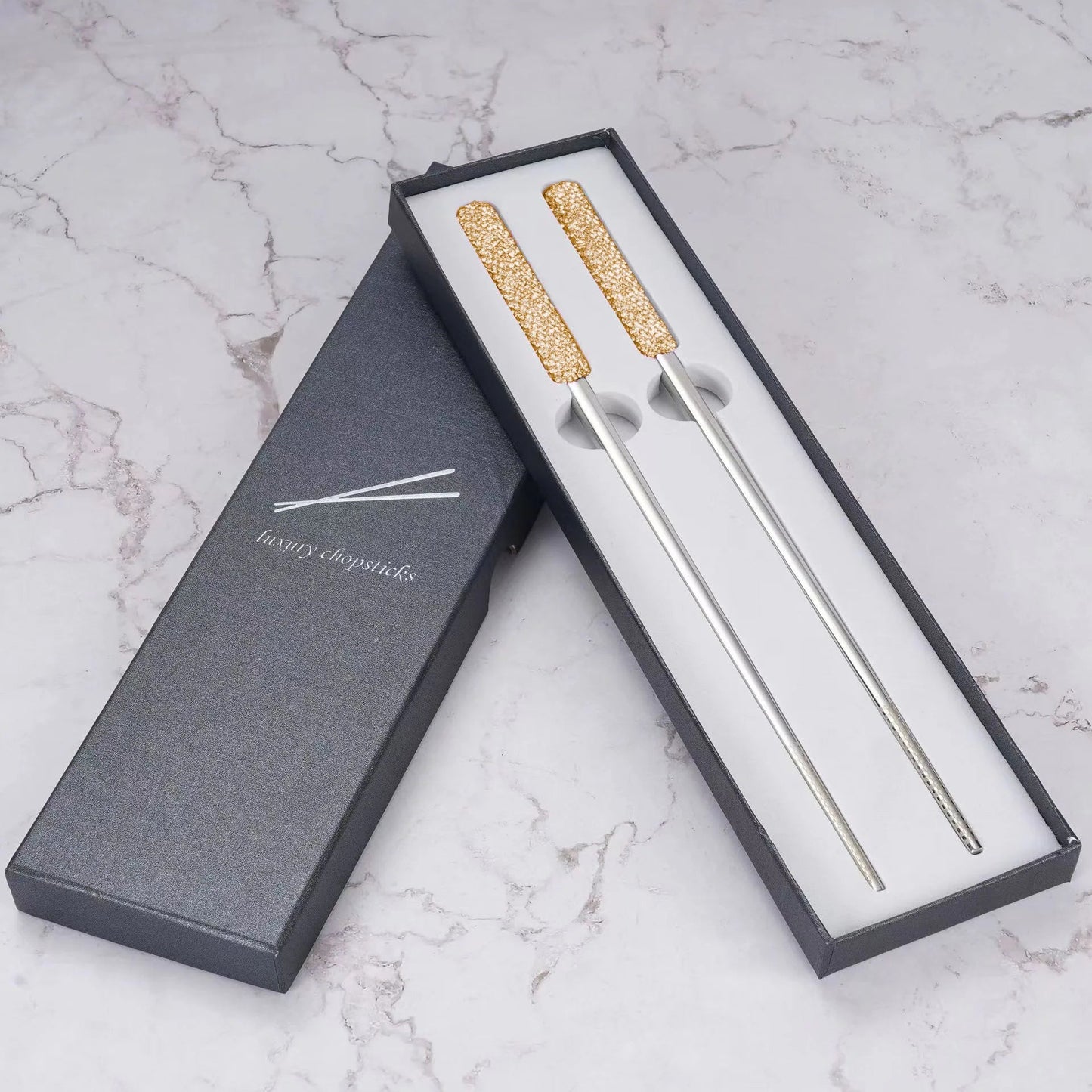Paire de baguettes en acier inoxydable - Tresors asiatiques