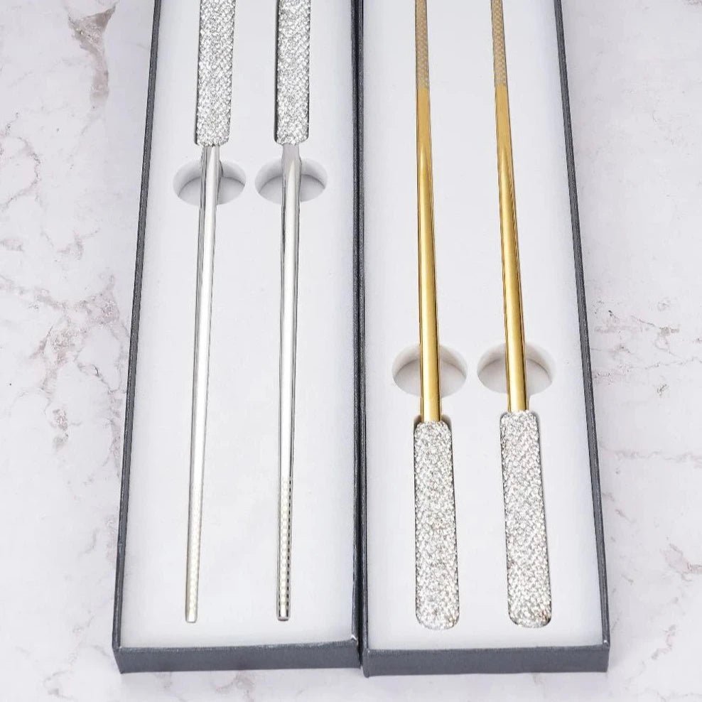 Paire de baguettes en acier inoxydable - Tresors asiatiques