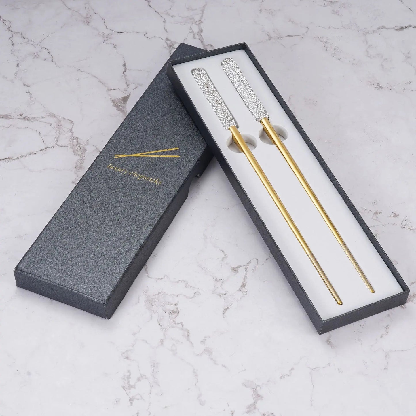 Paire de baguettes en acier inoxydable - Tresors asiatiques