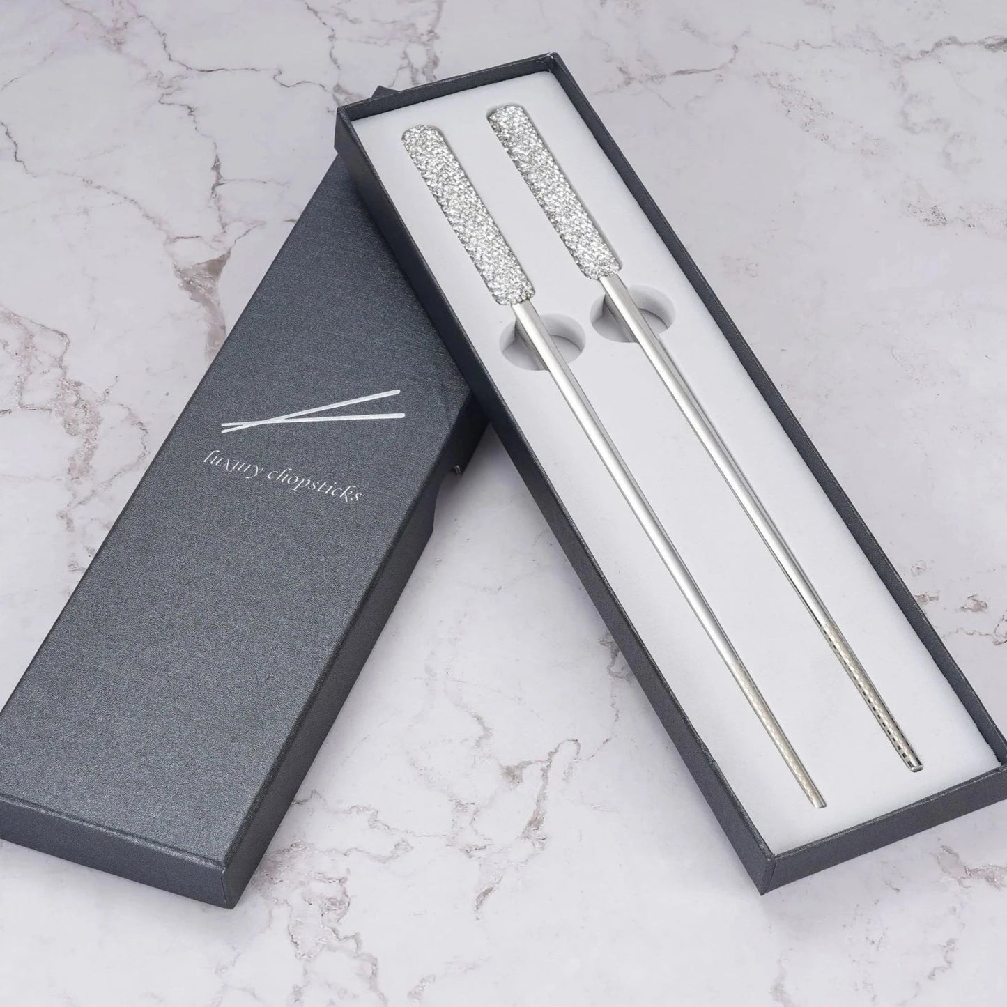 Paire de baguettes en acier inoxydable - Tresors asiatiques