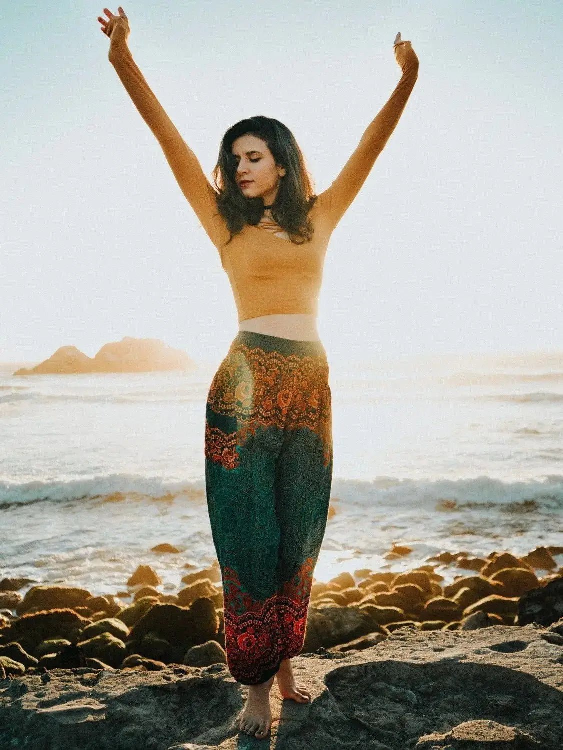 Pantalon bloomer taille haute à coupe décontractée - Tresors asiatiques