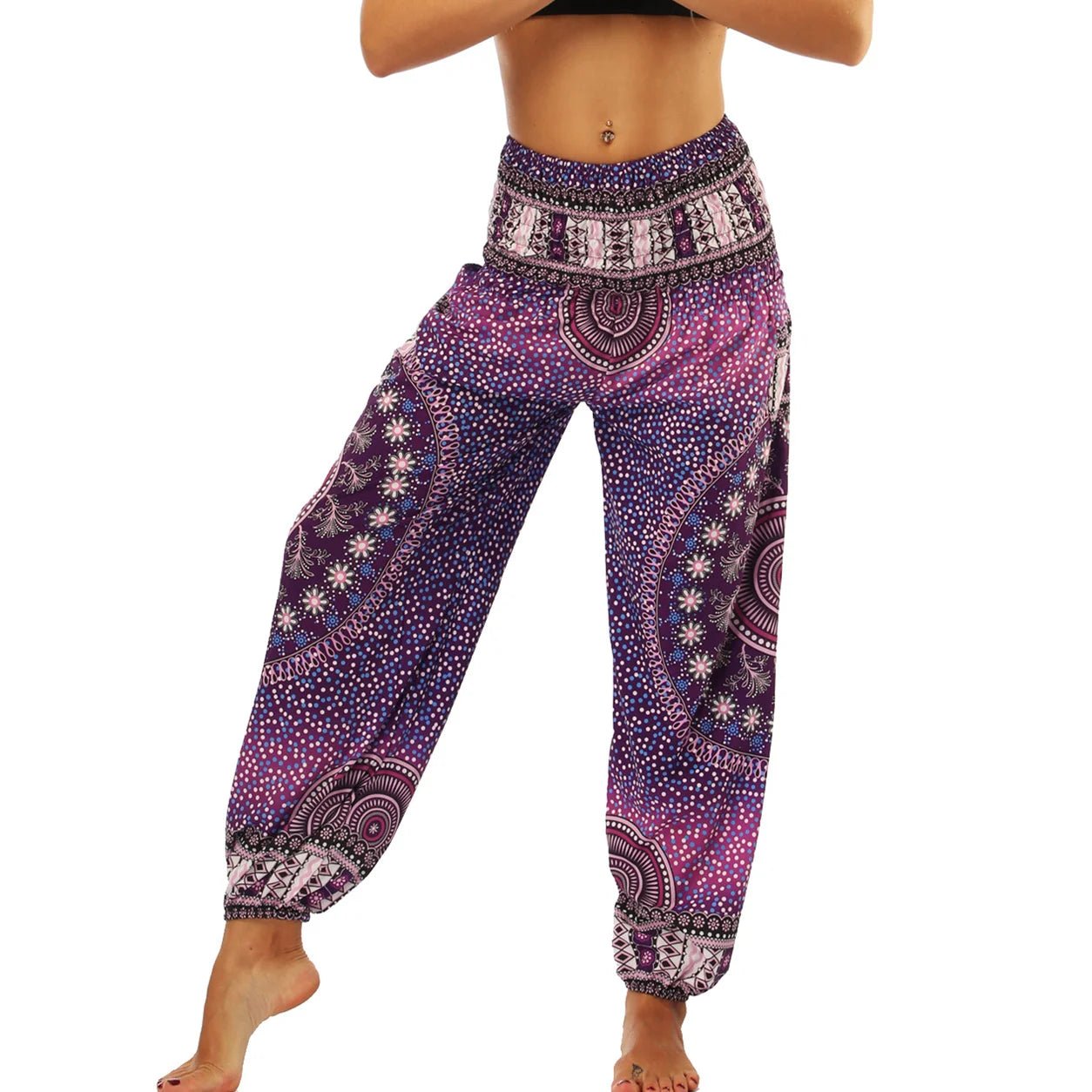 Pantalon bloomer taille haute à coupe décontractée - Tresors asiatiques