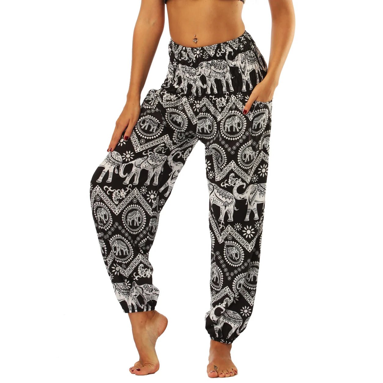 Pantalon bloomer taille haute à coupe décontractée - Tresors asiatiques